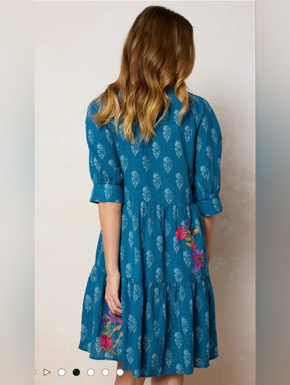 NATURAL LIFE Becca Teal Floral Embroidered Midi Dress - Picture 3 of 8